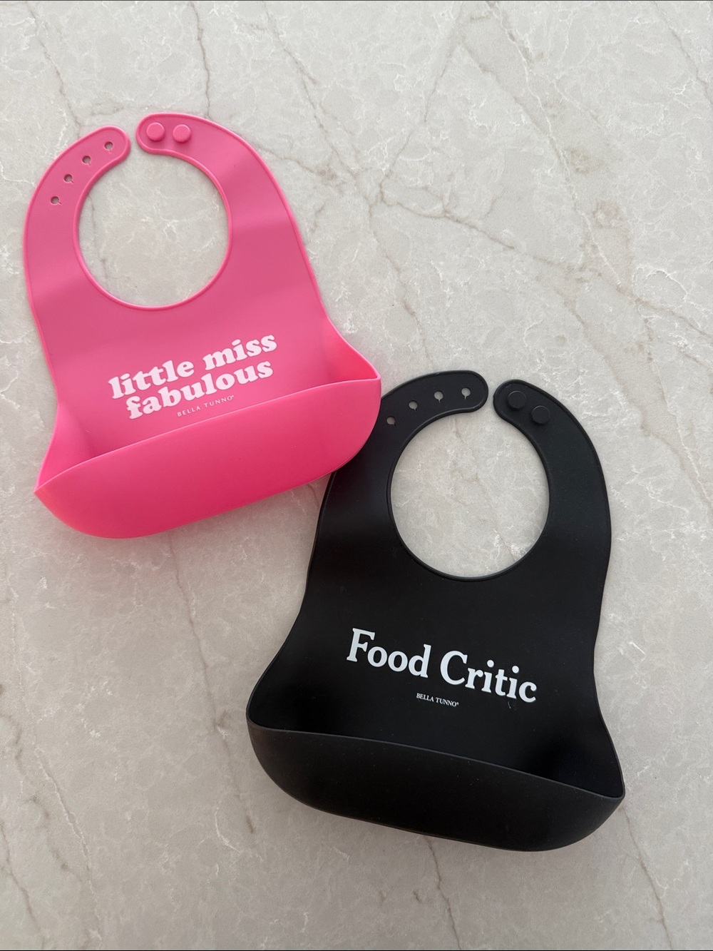 Kids Silicone Bib - Pink "Little Miss Fabulous" & Black "Food Critic"